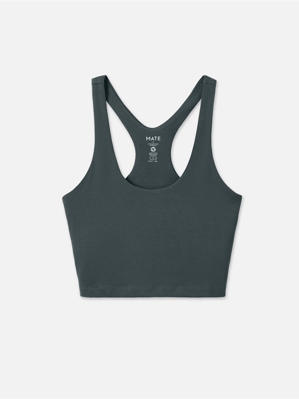 MATE the Label GOTS Organic Stretch Crop Racer Tank - Forest, XS